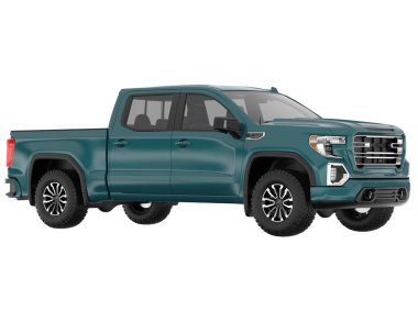 Pickup truck isolated on white background. 3d rendering - illustration