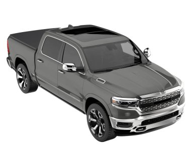 Pickup truck isolated on white background. 3d rendering - illustration