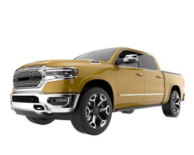 Pickup truck isolated on white background. 3d rendering - illustration