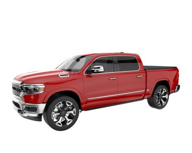 Pickup truck isolated on white background. 3d rendering - illustration