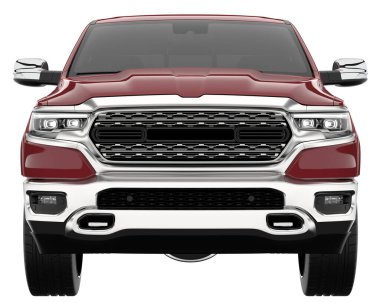 Pickup truck isolated on white background. 3d rendering - illustration