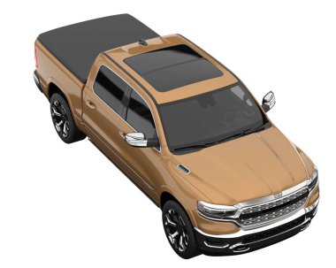 Pickup truck isolated on white background. 3d rendering - illustration