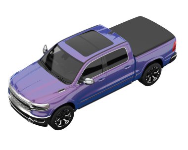 Pickup truck isolated on white background. 3d rendering - illustration