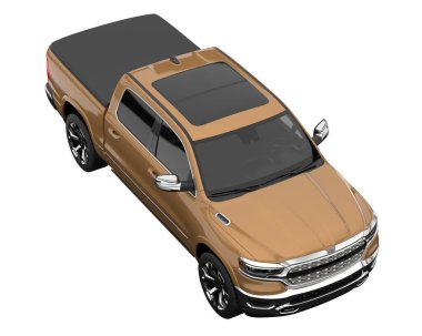 Pickup truck isolated on white background. 3d rendering - illustration