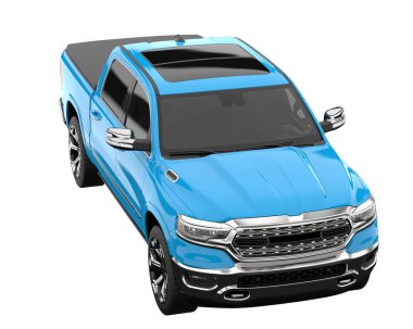 Pickup truck isolated on white background. 3d rendering - illustration