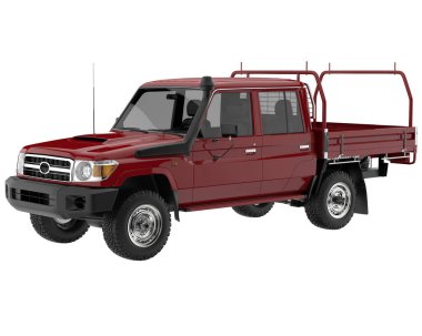 Pickup truck isolated on white background. 3d rendering - illustration