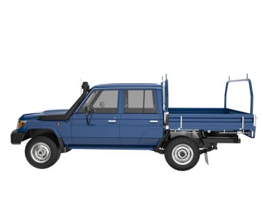 Pickup truck isolated on white background. 3d rendering - illustration