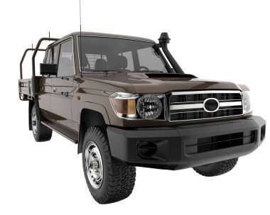 Pickup truck isolated on white background. 3d rendering - illustration