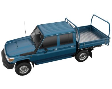 Pickup truck isolated on white background. 3d rendering - illustration