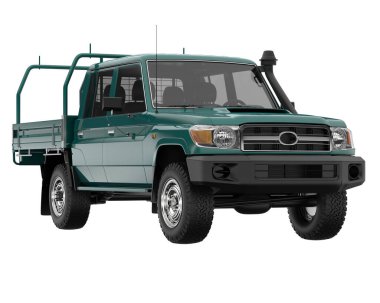 Pickup truck isolated on white background. 3d rendering - illustration