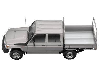 Pickup truck isolated on white background. 3d rendering - illustration
