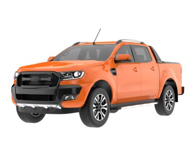 Pickup truck isolated on white background. 3d rendering - illustration
