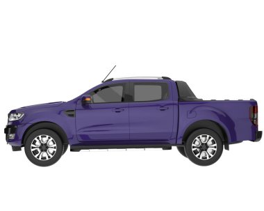 Pickup truck isolated on white background. 3d rendering - illustration