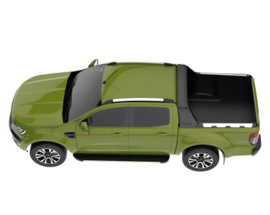 Pickup truck isolated on white background. 3d rendering - illustration