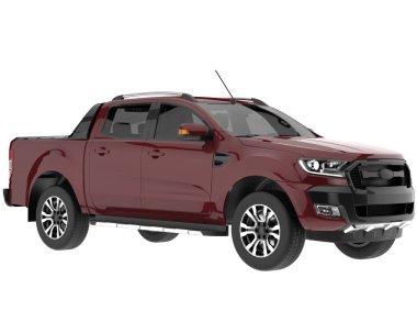 Pickup truck isolated on white background. 3d rendering - illustration