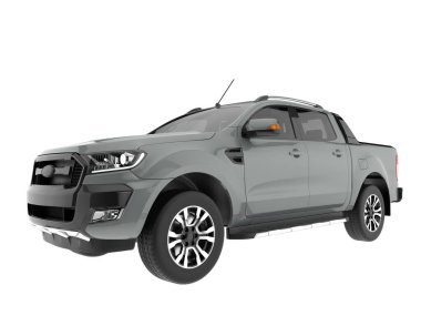 Pickup truck isolated on white background. 3d rendering - illustration