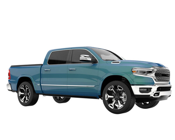 Пикап изолирован на белом фоне. 3D рендеринг - иллюстрация