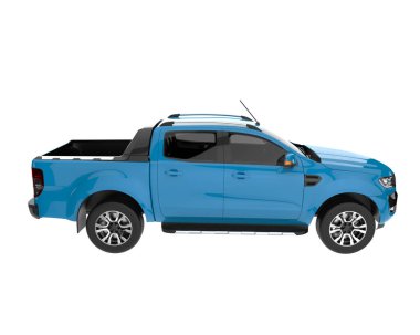Pickup truck isolated on white background. 3d rendering - illustration