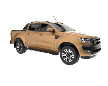 Pickup truck isolated on white background. 3d rendering - illustration
