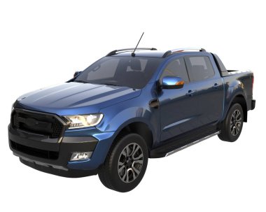 Pickup truck isolated on white background. 3d rendering - illustration