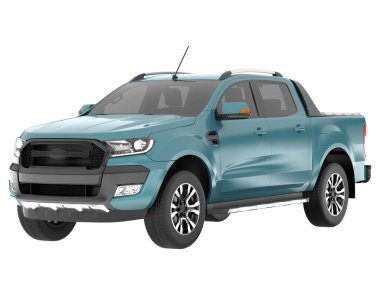 Pickup truck isolated on white background. 3d rendering - illustration