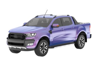 Pickup truck isolated on white background. 3d rendering - illustration