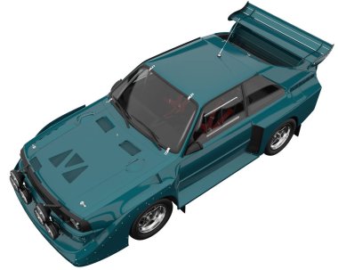 Race car isolated on white background. 3d rendering - illustration