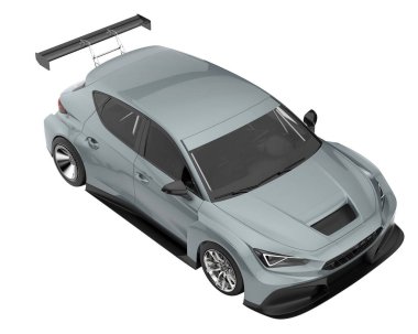 Race car isolated on white background. 3d rendering - illustration