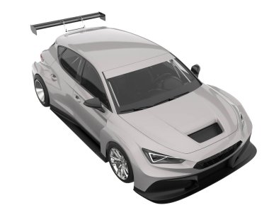 Race car isolated on white background. 3d rendering - illustration