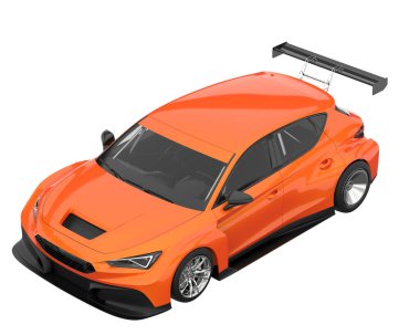Race car isolated on white background. 3d rendering - illustration