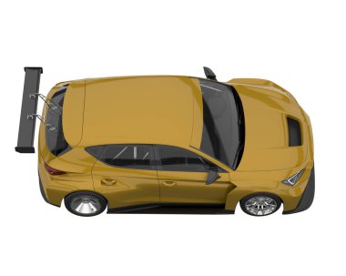 Race car isolated on white background. 3d rendering - illustration