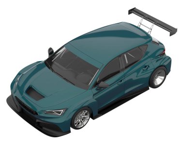 Race car isolated on white background. 3d rendering - illustration
