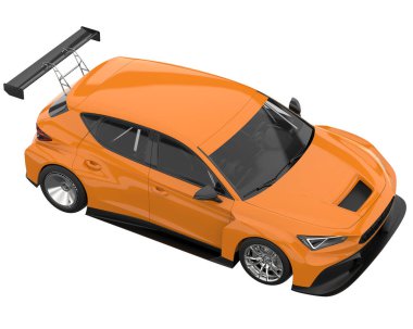 Race car isolated on white background. 3d rendering - illustration