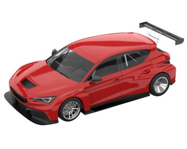 Race car isolated on white background. 3d rendering - illustration