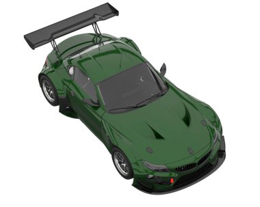 Race car isolated on white background. 3d rendering - illustration