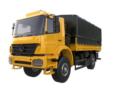 Cargo truck isolated on white background. 3d rendering - illustration