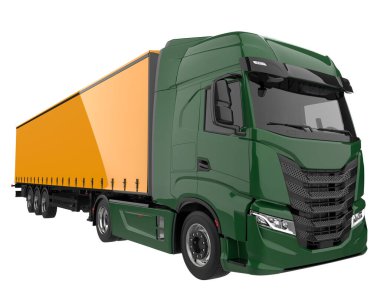 Cargo truck isolated on white background. 3d rendering - illustration