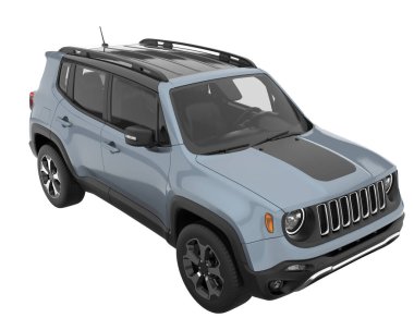 Arka planda izole edilmiş gerçekçi bir SUV arabası. 3d görüntüleme - illüstrasyon