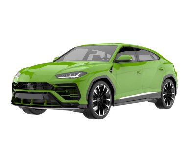 Arka planda izole edilmiş gerçekçi bir SUV arabası. 3d görüntüleme - illüstrasyon