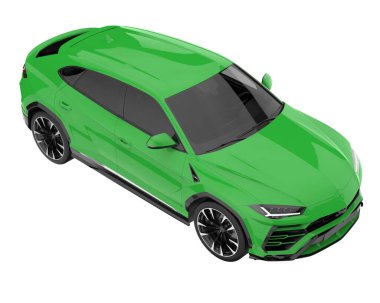Arka planda izole edilmiş gerçekçi bir SUV arabası. 3d görüntüleme - illüstrasyon