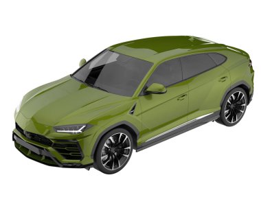Arka planda izole edilmiş gerçekçi bir SUV arabası. 3d görüntüleme - illüstrasyon