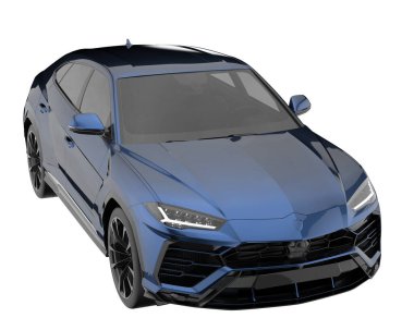 Arka planda izole edilmiş gerçekçi bir SUV arabası. 3d görüntüleme - illüstrasyon