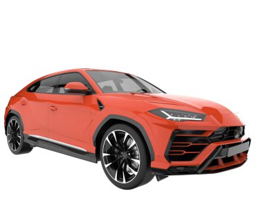 Arka planda izole edilmiş gerçekçi bir SUV arabası. 3d görüntüleme - illüstrasyon