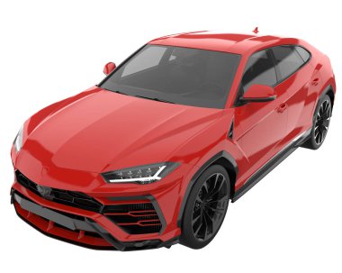 Arka planda izole edilmiş gerçekçi bir SUV arabası. 3d görüntüleme - illüstrasyon