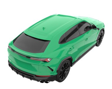 Arka planda izole edilmiş gerçekçi bir SUV arabası. 3d görüntüleme - illüstrasyon