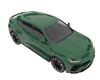 Arka planda izole edilmiş gerçekçi bir SUV arabası. 3d görüntüleme - illüstrasyon