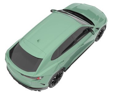 Arka planda izole edilmiş gerçekçi bir SUV arabası. 3d görüntüleme - illüstrasyon