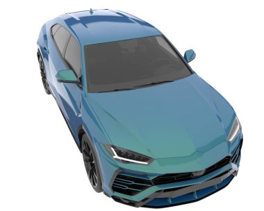 Arka planda izole edilmiş gerçekçi bir SUV arabası. 3d görüntüleme - illüstrasyon