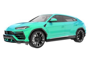 Arka planda izole edilmiş gerçekçi bir SUV arabası. 3d görüntüleme - illüstrasyon