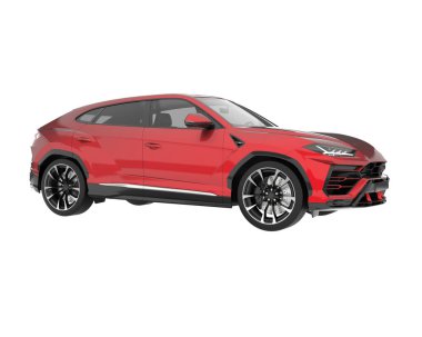 Arka planda izole edilmiş gerçekçi bir SUV arabası. 3d görüntüleme - illüstrasyon